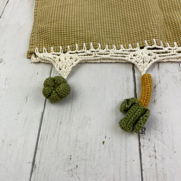 VTG 3d Crocheted Veggie & Fruit Green Edge Kitchen Hand Tea Towels - Picture 9 of 10